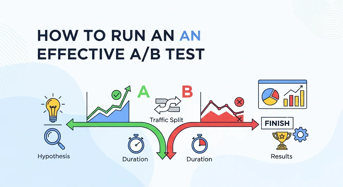 A/B Testing for Conversion Rates visual guide showing elements like CTA, headlines, and page layouts being tested
