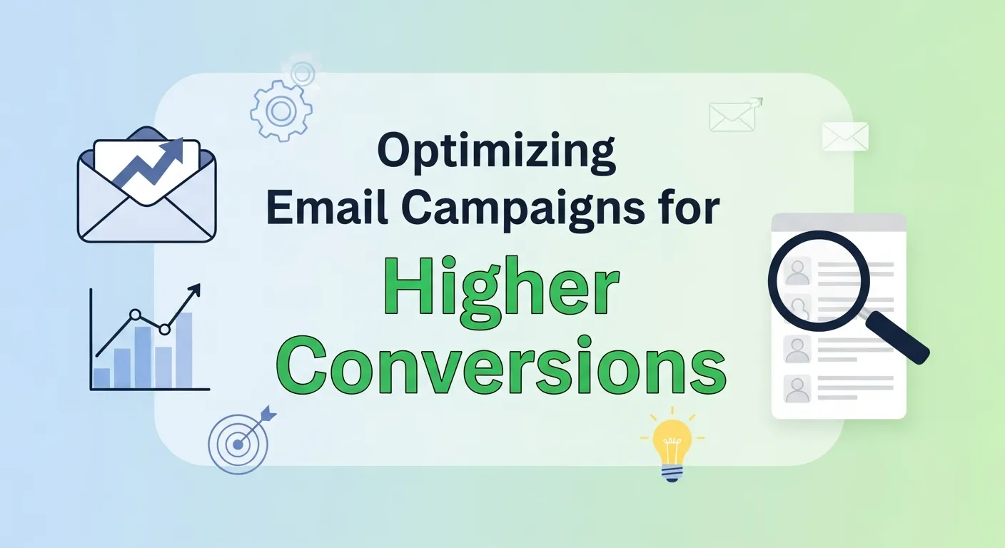 Email marketing for Conversion Rate Optimization showing A/B testing, personalized emails, and higher conversion rates.