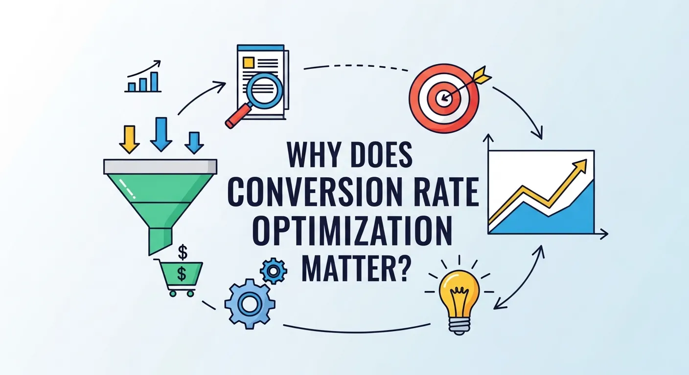 Business analytics dashboard showing website traffic, user engagement, and conversion metrics to illustrate the importance of Conversion Rate Optimization (CRO)