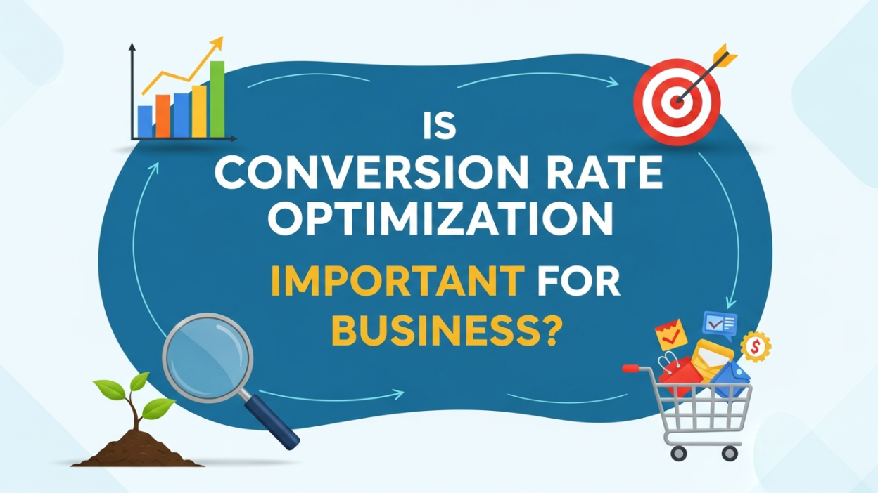 Conversion Rate Optimization (CRO) strategy showing website analytics, A/B testing, and improved user experience for higher conversions