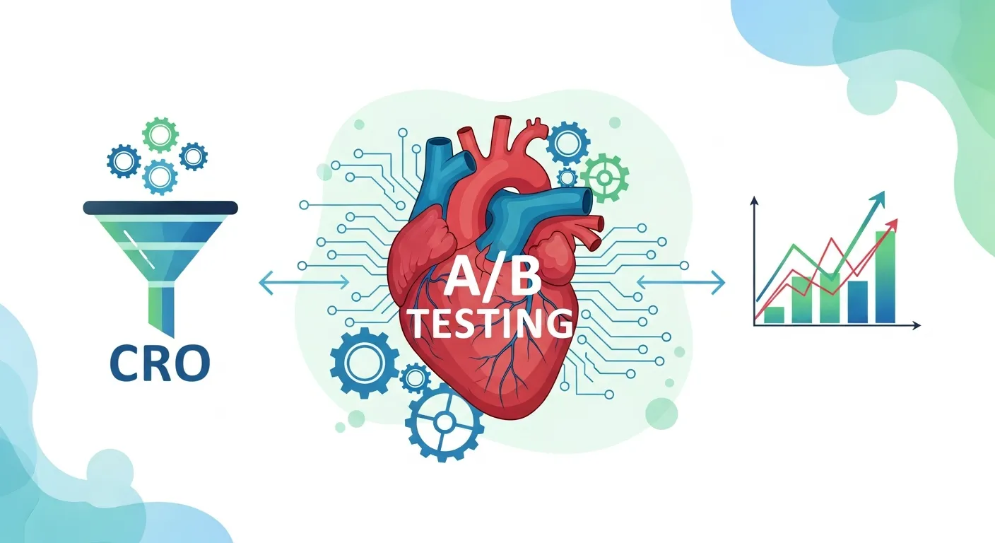 A/B testing dashboard comparing two webpage designs for Conversion Rate Optimization.