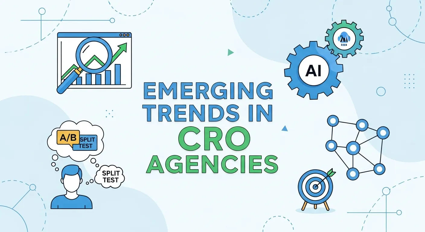 Modern CRO agencies leveraging AI, chatbots, and behavioral analytics to improve website user experience and boost conversion rates.