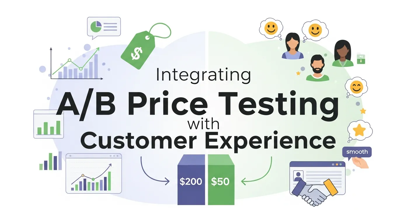 Diagram showing how A/B Price Testing insights influence customer experience, marketing strategy, and personalized pricing decisions.