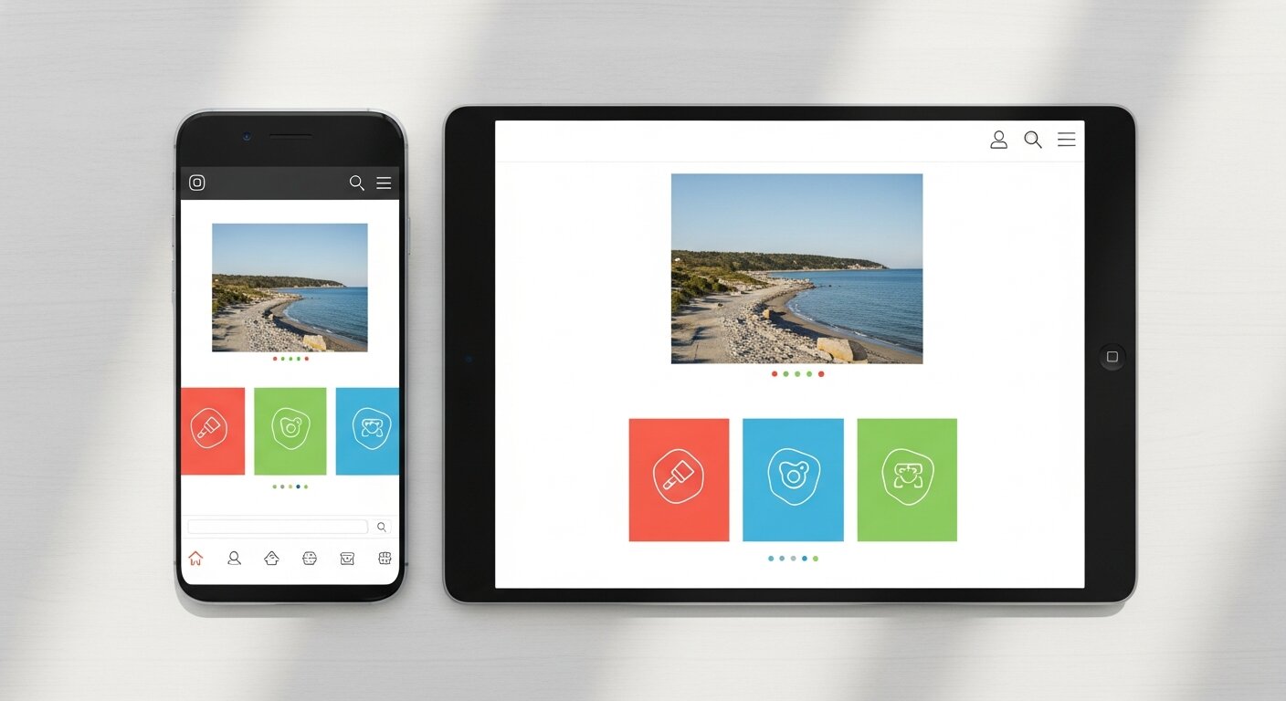 Responsive website layout on mobile devices.