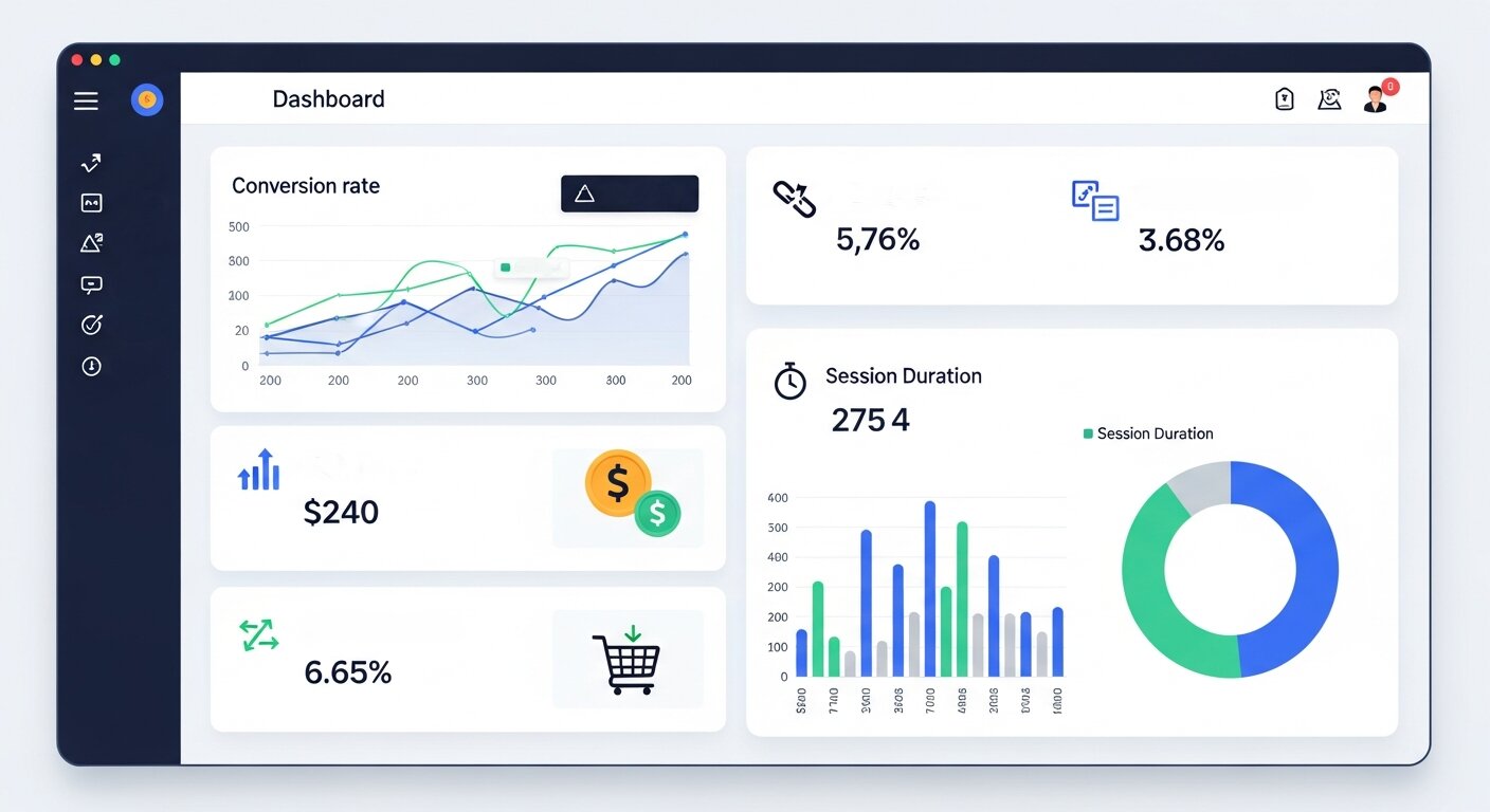 Dashboard showing key metrics used to track CRO success