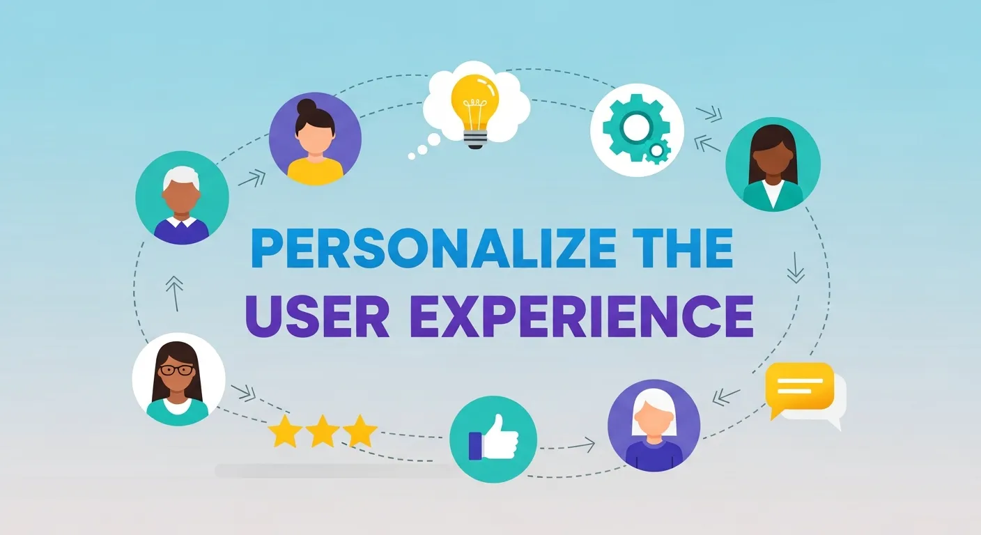 Visual representation of website personalization in CRO, including dynamic content, targeted CTAs, and behavior-triggered popups.