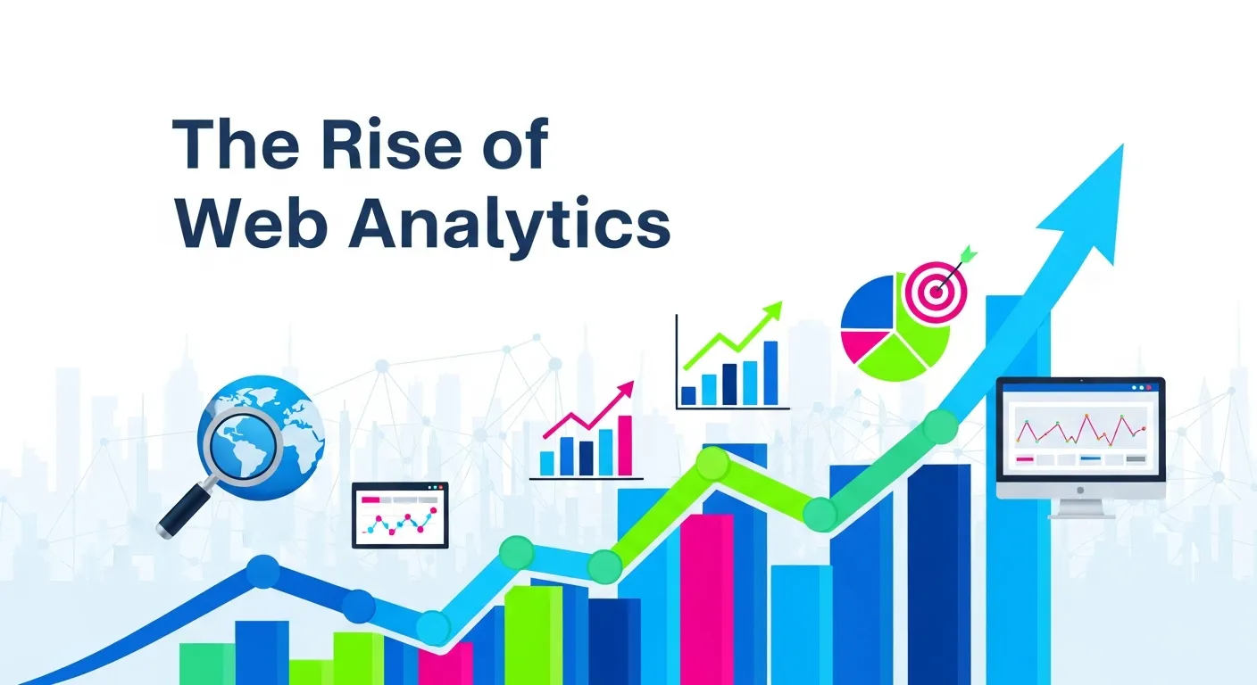 Graph showing website metrics like bounce rate, page views, and session duration, symbolizing the rise of web analytics.