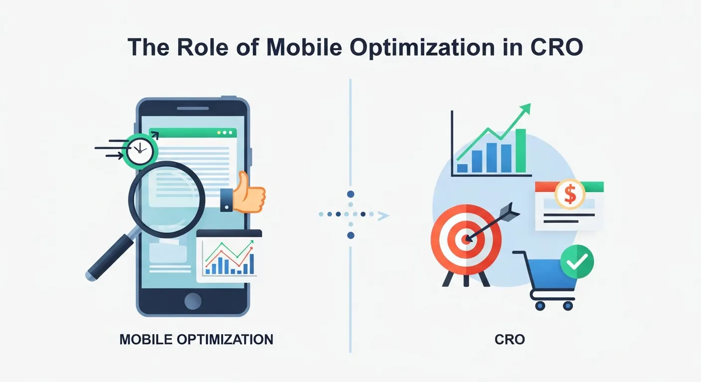 Smartphone displaying a responsive website design, highlighting the importance of mobile-first optimization in CRO