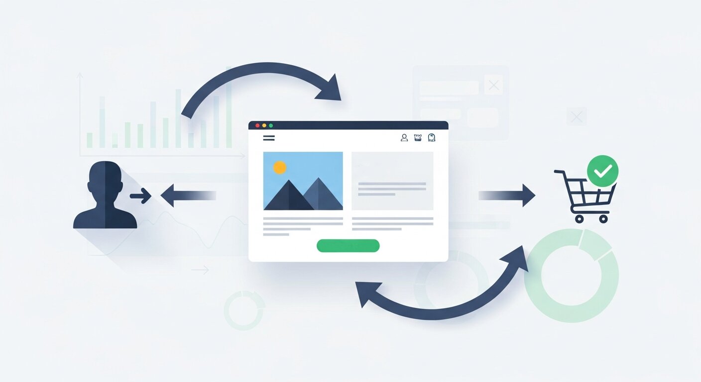 Website dashboard showing visitor converting into a customer.