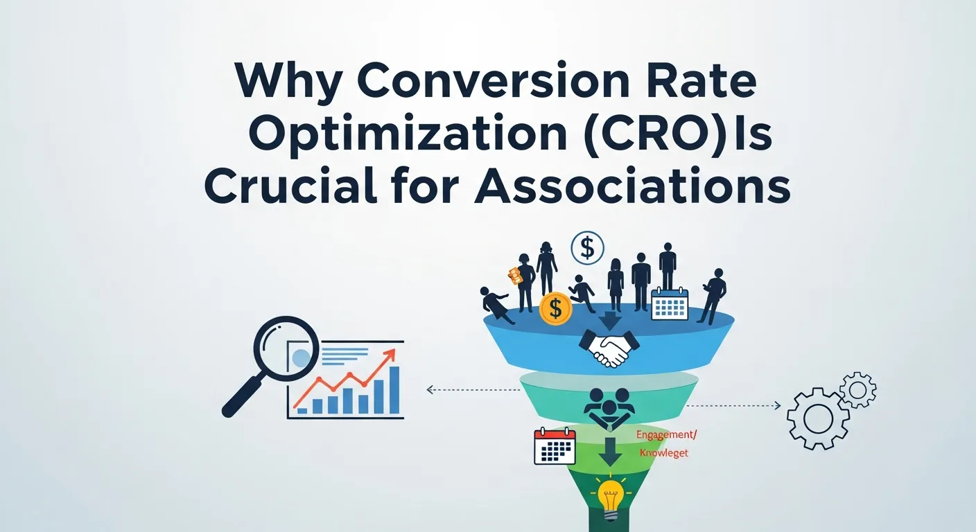 Association marketing team analyzing Conversion Rate Optimization (CRO) performance metrics to improve memberships and donation outcomes.
